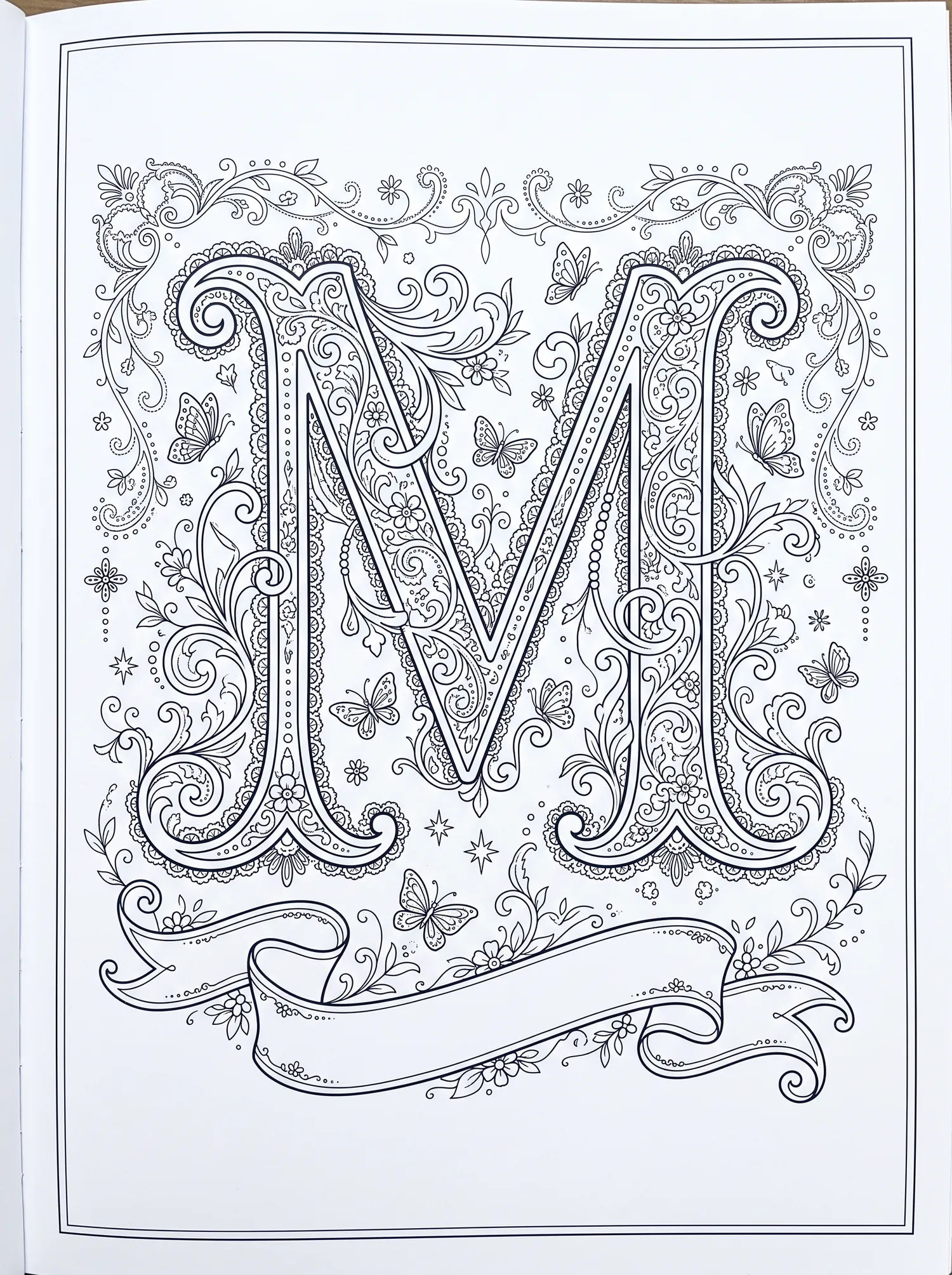 Initiale Victorienne Ornée, Coloriage art à imprimer gratuitement